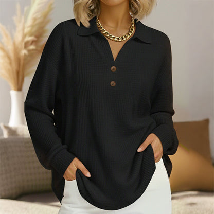 ⭐ Hoogst gewaardeerd – Blouse met V-hals en wafeltextuur