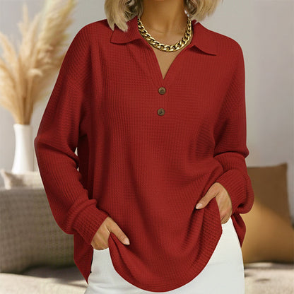 ⭐ Hoogst gewaardeerd – Blouse met V-hals en wafeltextuur