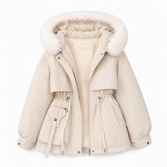 Gewatteerde parka voor dames van imitatiebont voor de winter