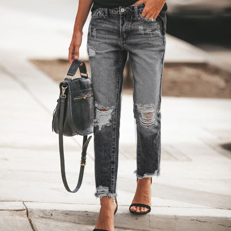 ✨Vintage-jeans met scheuren en rechte pijpen voor dames