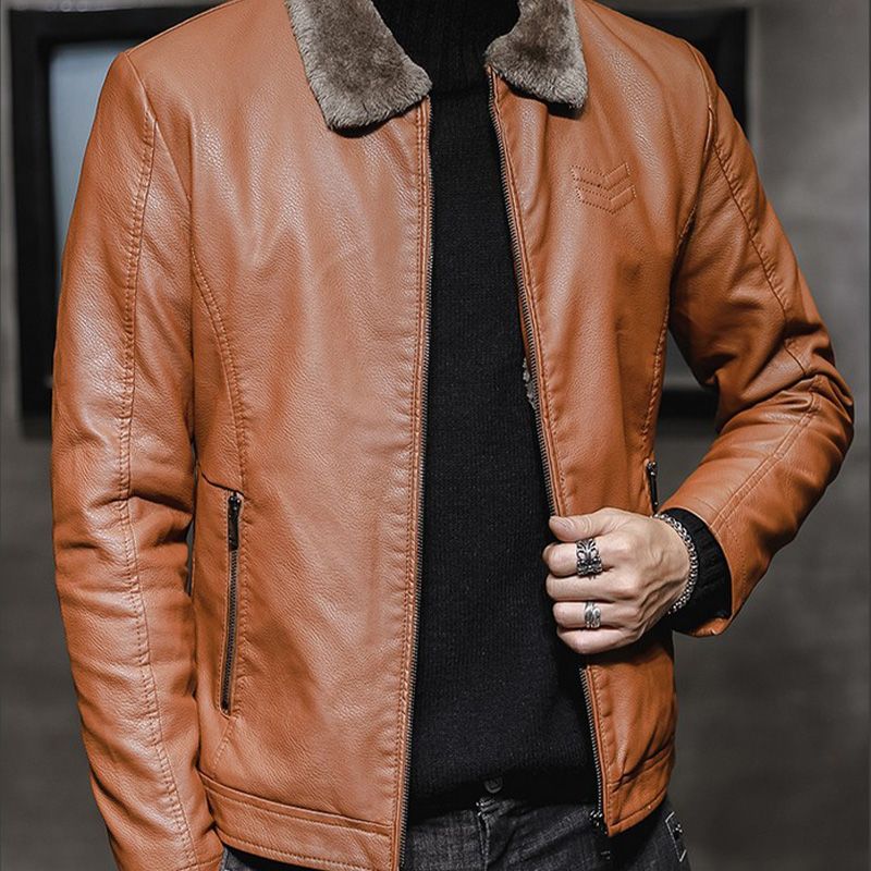 🧥 Warmte dankzij de pluche voering, verfijnde look in leerlook | Herenjas met ritssluiting