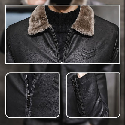 🧥 Warmte dankzij de pluche voering, verfijnde look in leerlook | Herenjas met ritssluiting