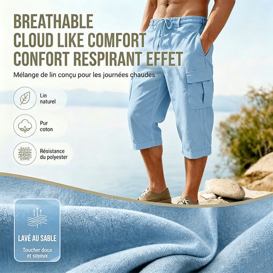 👖Cargo-capribroek van gemengd linnen voor heren🌬️ Licht, ademend en ontworpen voor comfort