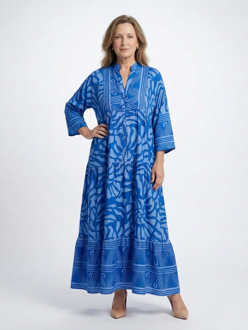Marielle | Knop-Front Midi-Jurk