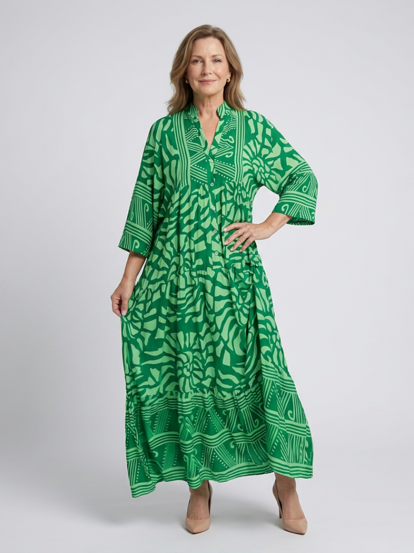Marielle | Knop-Front Midi-Jurk