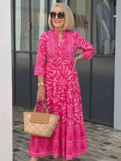 Marielle | Knop-Front Midi-Jurk