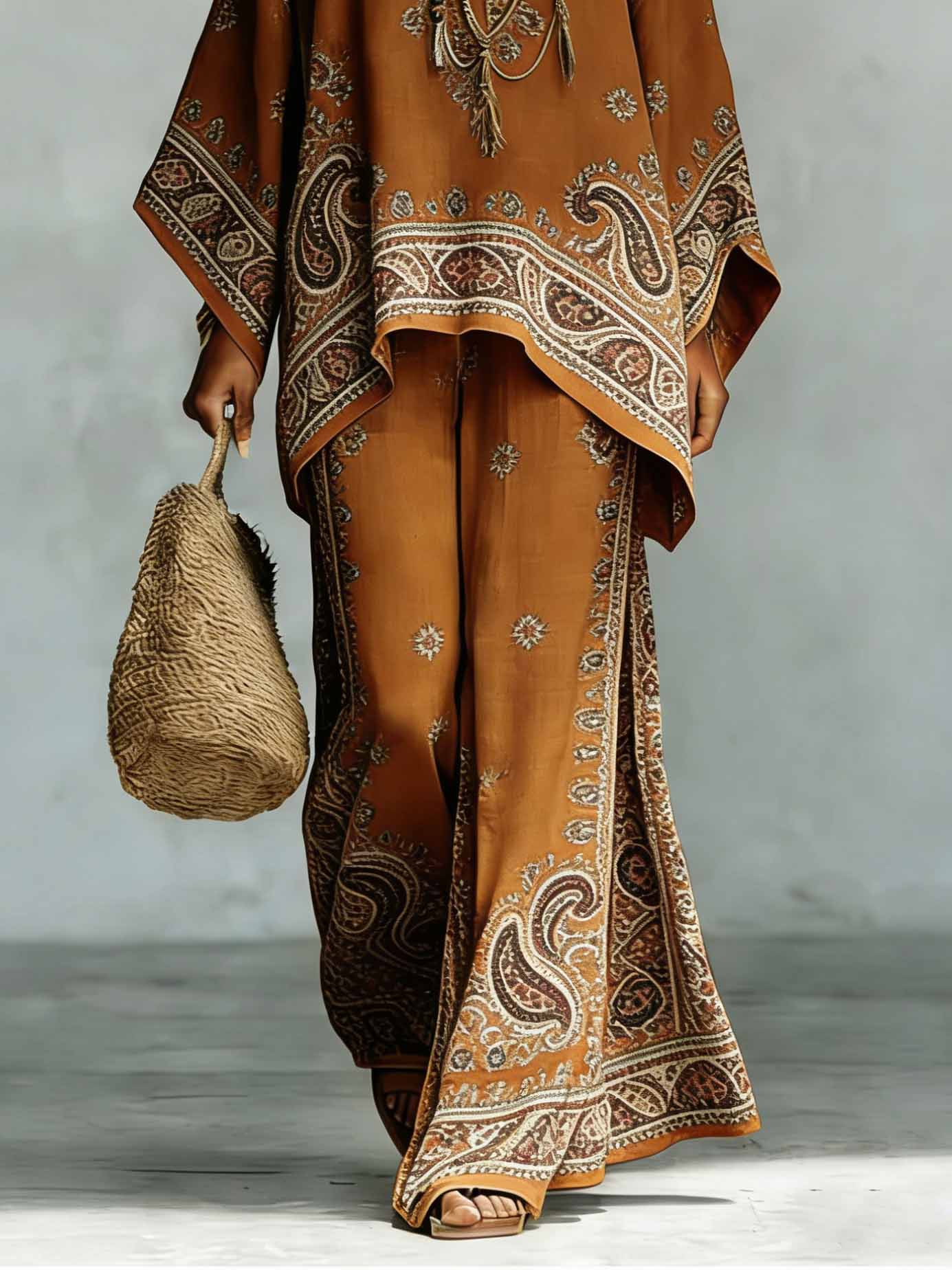Bohemian Paisley Print Batwing Mouw Twee-delige Set
