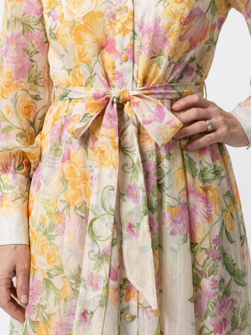 Cressida | Maxi jurk met bloemenprint en lange mouwen