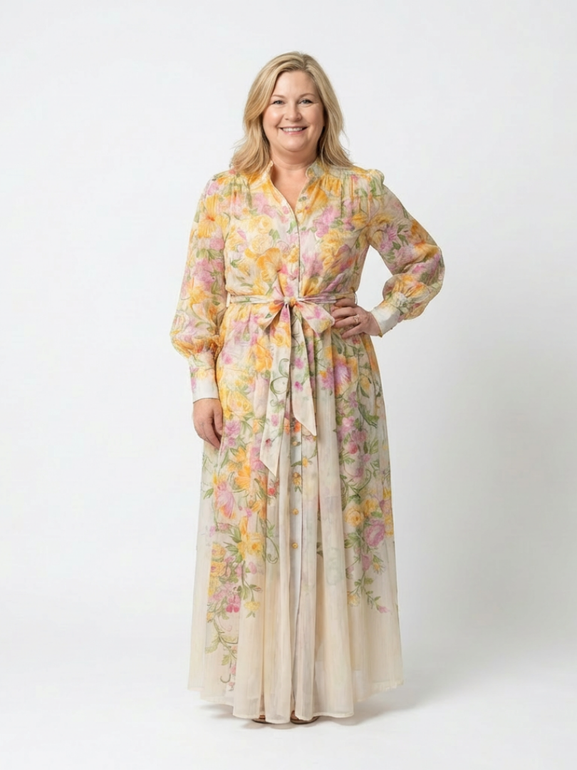 Cressida | Maxi jurk met bloemenprint en lange mouwen