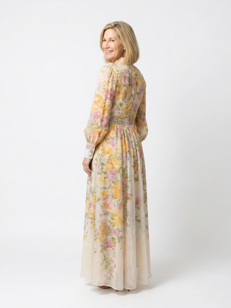 Cressida | Maxi jurk met bloemenprint en lange mouwen