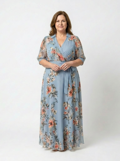 Elowen | Florale Wikkel-V-hals Maxikleed