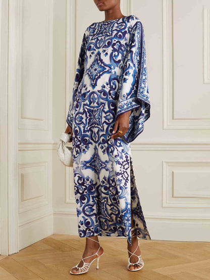 Unieke Exquise Gedrukte Losse Robe Maxi Jurk