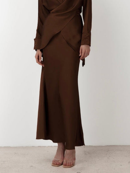 Elegante Gedrapeerde Satijnen Zeemeermin Maxi Rok